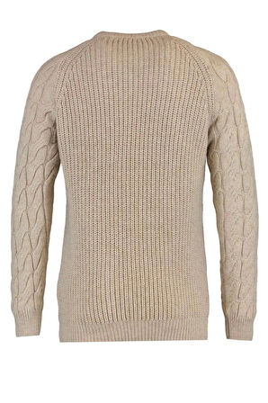 Erkek Moda Şık Regular Bisiklet Yaka Uzun Kol Saç Örgü Unisex Triko Kazak