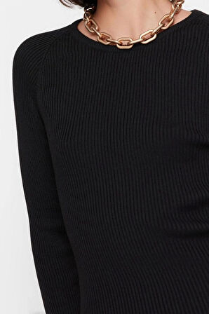 Yeni Slim Casual Günlük Dolu İğne Triko Bisiklet Yaka Uzun Kol Bodycone Midi Boy Elbise