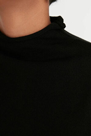 Yeni Regular Günlük Tek Plaka Triko Yarım Balıkçı Yaka Uzun Kol Shift Uzun Boy Tesettür Elbise