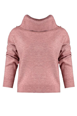 Kadın Moda Şık Regular Carmen Yaka Uzun Kol Düz Yumuşak Dokulu Carmen Yaka Triko Kazak
