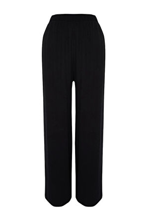 Kadın Yeni Moda Büyük Beden Geniş Paça Uzun Boy Dokuma Viskon Pantolon