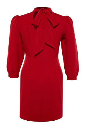 Yeni Fit Gündüz Gece Finike Dokuma Dik Yaka Uzun Kol A-Line Mini Boy Büyük Beden Elbise