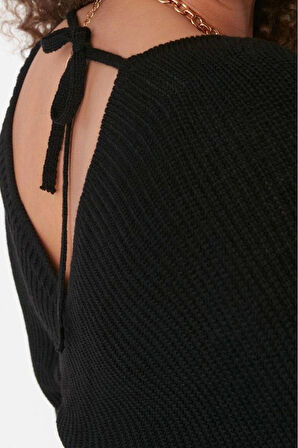 Kadın Büyük Beden Moda Şık Regular Kruvaze Uzun Kol Düz Kruvaze Kapamalı Triko Kazak