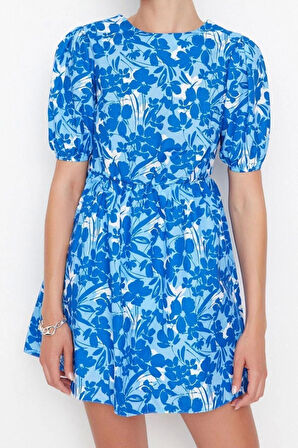 Yeni Regular Casual Günlük Poplin Dokuma Bisiklet Yaka Kısa Kol Skater Mini Boy Elbise