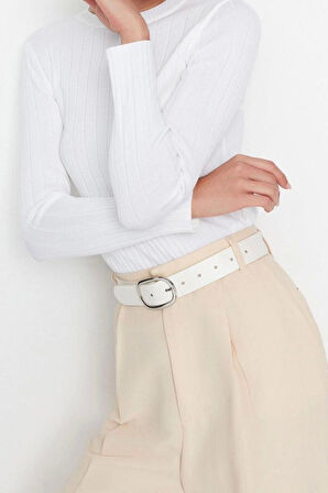 Kadın Moda Şık Regular Bisiklet Yaka Uzun Kol Düz Basic Triko Kazak