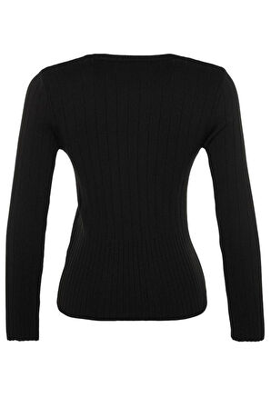 Kadın Moda Şık Regular Bisiklet Yaka Uzun Kol Düz Basic Triko Kazak