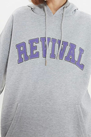 Unisex Moda Şık Oversize Kapüşonlu Standart Kol Regular Geniş Kesim İçi Polar Sıcak Tutan Sweatshirt