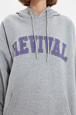 Unisex Moda Şık Oversize Kapüşonlu Standart Kol Regular Geniş Kesim İçi Polar Sıcak Tutan Sweatshirt