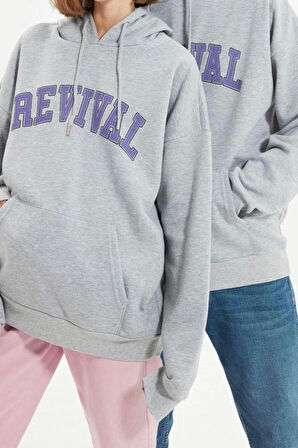 Unisex Moda Şık Oversize Kapüşonlu Standart Kol Regular Geniş Kesim İçi Polar Sıcak Tutan Sweatshirt