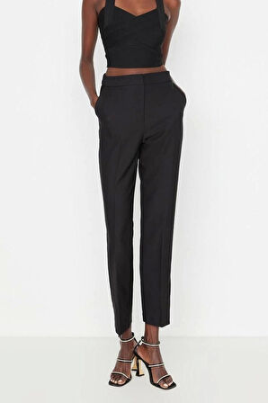 Kadın Yeni Moda Dar Paça Regular Boy Dokuma Dar Paça Pantolon