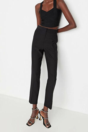 Kadın Yeni Moda Dar Paça Regular Boy Dokuma Dar Paça Pantolon