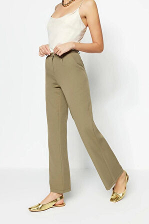 Kadın Yeni Moda Geniş Paça Uzun Boy Dokuma Yüksek Bel Wide Leg Geniş Paça Pilili Pantolon