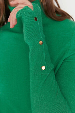 Kadın Moda Şık Balıkçı Yaka Standart Kol Regular Özel İplik Basic Triko Kazak