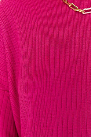 Kadın Moda Şık Boru Paça Regular Boy Uzun Kollu Basic Bisiklet Yaka Triko Alt-Üst Takım