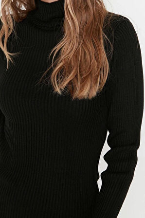 Yeni Slim Casual Günlük Tek Plaka Triko Dik Yaka Uzun Kol Bodycone Mini Boy Elbise