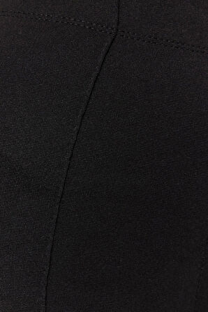 Kadın Moda İspanyol Paça Uzun Boy Örme Nervürlü Beli Lastikli Flare Yüksek Bel Örme Pantolon