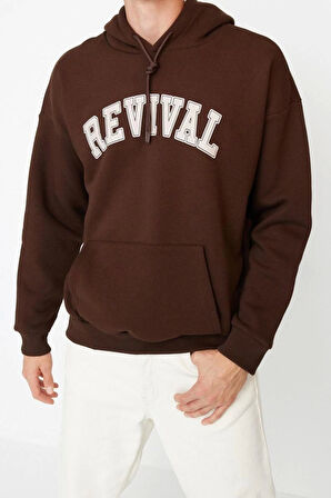 Unisex Moda Şık Oversize Kapüşonlu Standart Kol Regular Geniş Kesim İçi Polar Sıcak Tutan Sweatshirt