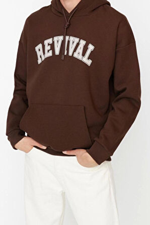 Unisex Moda Şık Oversize Kapüşonlu Standart Kol Regular Geniş Kesim İçi Polar Sıcak Tutan Sweatshirt