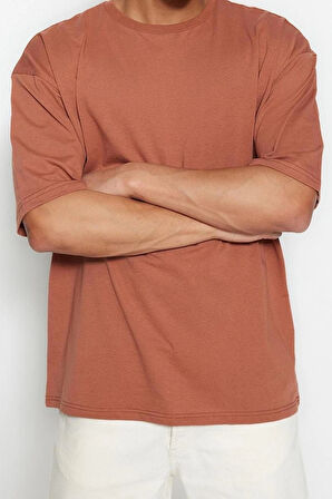 Yeni Sezon Oversize Pamuk Polyester Bisiklet Yaka Kısa Kol Düz Desenli Günlük T-Shirt