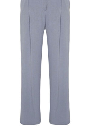 Kadın Yeni Moda Büyük Beden Geniş Paça Uzun Boy Dokuma Yüksek Bel Pileli Kumaş Pantolon