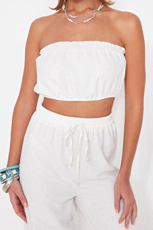 Kadın Moda Şık Boru Paça Uzun Boy Uzun Kollu Dokuma Bluz Pantolon Takım