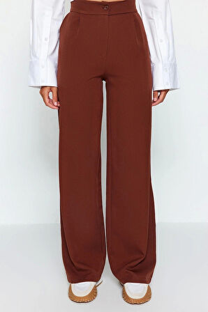 Kadın Yeni Moda Geniş Paça Regular Boy Dokuma Wide Leg Geniş Paça Pantolon