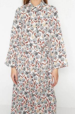 Yeni Regular Günlük Keten Görünümlü Dokuma Bisiklet Yaka Uzun Kol A-Line Maxi Boy Tesettür Elbise