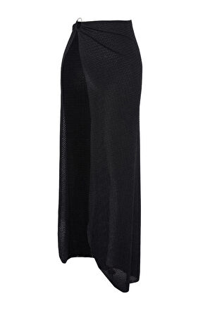 Kadın Moda Stil Maxi Astarsız Dokuma Maxi Dokuma Aksesuarlı Etek