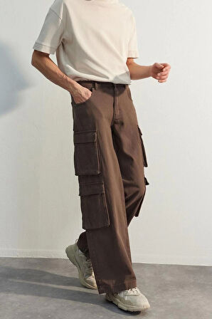 Erkek Yeni Moda Boru Paça Regular Boy Dokuma Limited Edition Premium Baggy Kargo Pantolon