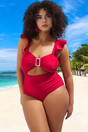 Konforlu Modern Fırfırlı Büyük Beden Mayo Şık Detaylı Esnek Kumaş