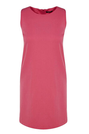 Kadın Moda Şık Mini Boy Bisiklet Yaka Regular Düz Dokuma Elbise