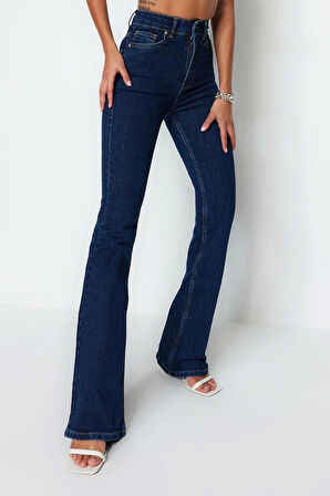 Kadın Moda Şık Kot Pantolon İspanyol Paça Uzun Boy Denim Süper Yüksek Bel Jeans