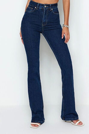 Kadın Moda Şık Kot Pantolon İspanyol Paça Uzun Boy Denim Süper Yüksek Bel Jeans