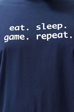 Büyük Beden Erkek Bisiklet Yaka Kısa Kol Regular Fit Rahat Slogan Baskılı Örme Şortlu Pijama Takımı