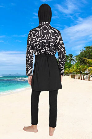 Modern Desenli Tesettür Plaj Giyim Su Sporları İçin Esnek Kumaş Özel Tasarım Ve Havuz