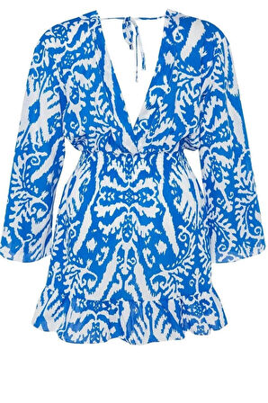 Yeni Rahat Plaj Günlük Vual Dokuma Kruvaze Uzun Kol Skater Mini Boy Büyük Beden Elbise