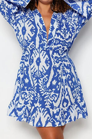 Yeni Rahat Plaj Günlük Vual Dokuma Kruvaze Uzun Kol Skater Mini Boy Büyük Beden Elbise