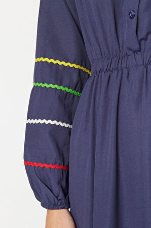 Yeni Regular Casual Günlük Terrycotton Dokuma Gömlek Yaka Uzun Kol Basic Maxi Boy Tesettür Elbise