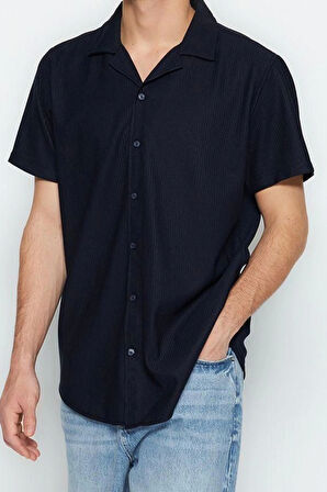 Moda Apaş Yaka Düz Kısa Kol Regular Fit Apaş Yaka Yazlık Gömlek
