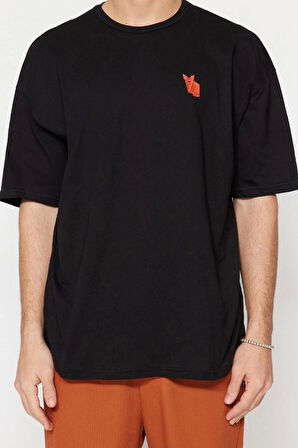 Yeni Sezon Oversize %100 Pamuk Bisiklet Yaka Kısa Kol Animal Desenli Günlük T-Shirt