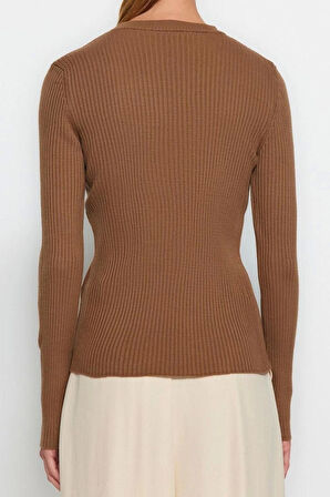 Kadın Moda Şık Regular Bisiklet Yaka Uzun Kol Düz İkili Paket Triko Kazak