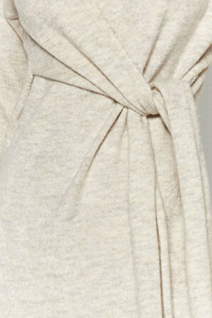 Yeni Regular Casual Günlük Tek Plaka Triko Kruvaze Uzun Kol Kruvaze Maxi Boy Elbise