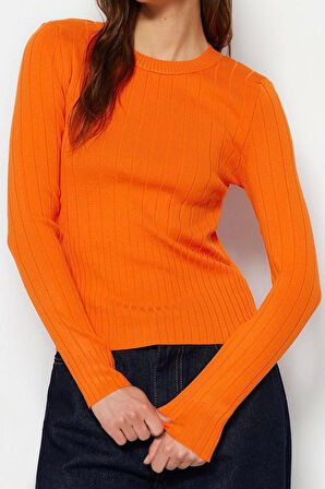 Kadın Moda Şık Bisiklet Yaka Standart Kol Regular Basic Triko Kazak