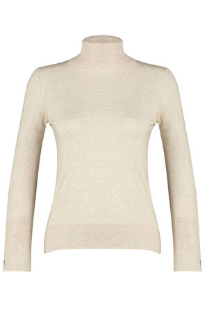 Kadın Moda Şık Regular Balıkçı Yaka Uzun Kol Düz Premium İplik Özel İplik Basic Triko Kazak