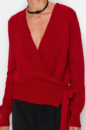 Kadın Moda Şık Kruvaze Standart Kol Regular Yumuşak Dokulu Triko Kazak