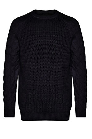 Erkek Moda Şık Regular Bisiklet Yaka Uzun Kol Saç Örgü Unisex Triko Kazak