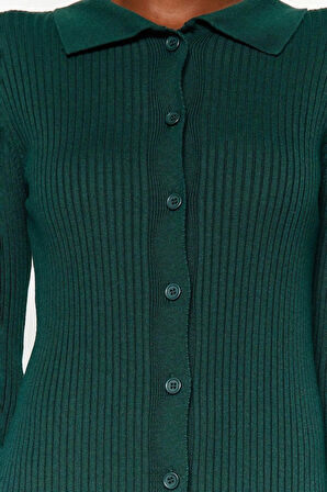 Yeni Slim Casual Günlük Dolu İğne Triko Polo Yaka Uzun Kol Shift Maxi Boy Elbise