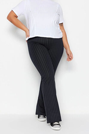 Kadın Moda Büyük Beden İspanyol Paça Regular Boy Örme Yanları Yırtmaçlı Örme Tayt Pantolon