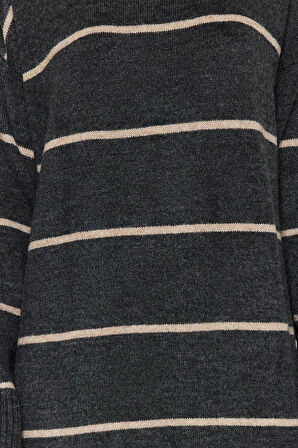 Yeni Oversize Casual Günlük Çift Plaka Triko Balıkçı Yaka Uzun Kol Shift Maxi Boy Elbise