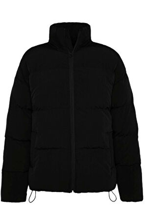 Unisex Moda Şık Bol Dik Yaka Standart Düz Astarlı Oversize Fit Dik Yaka Şişme Kışlık Mont